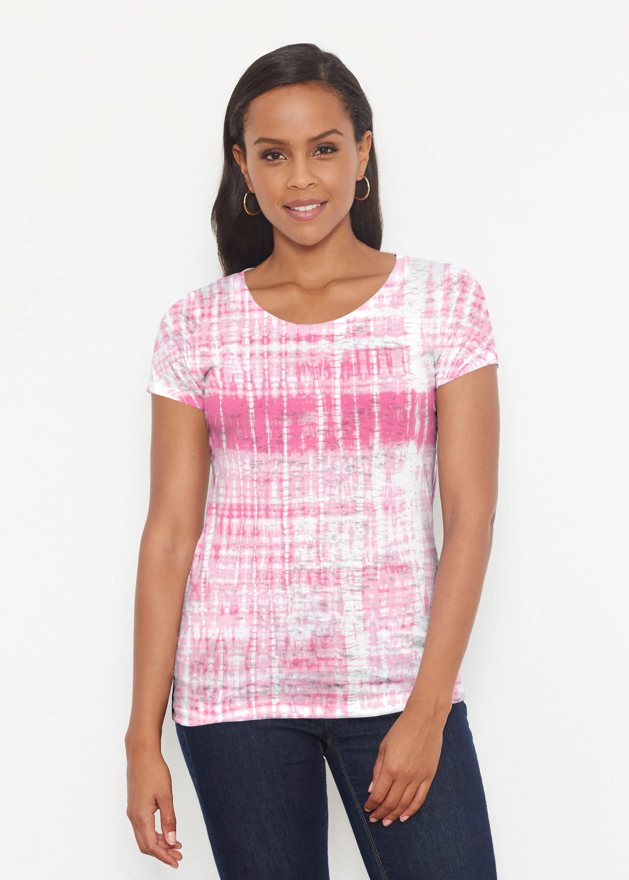 Pink Tie Dye (14254) ~ Signature Short Sleeve Scoop Shirt