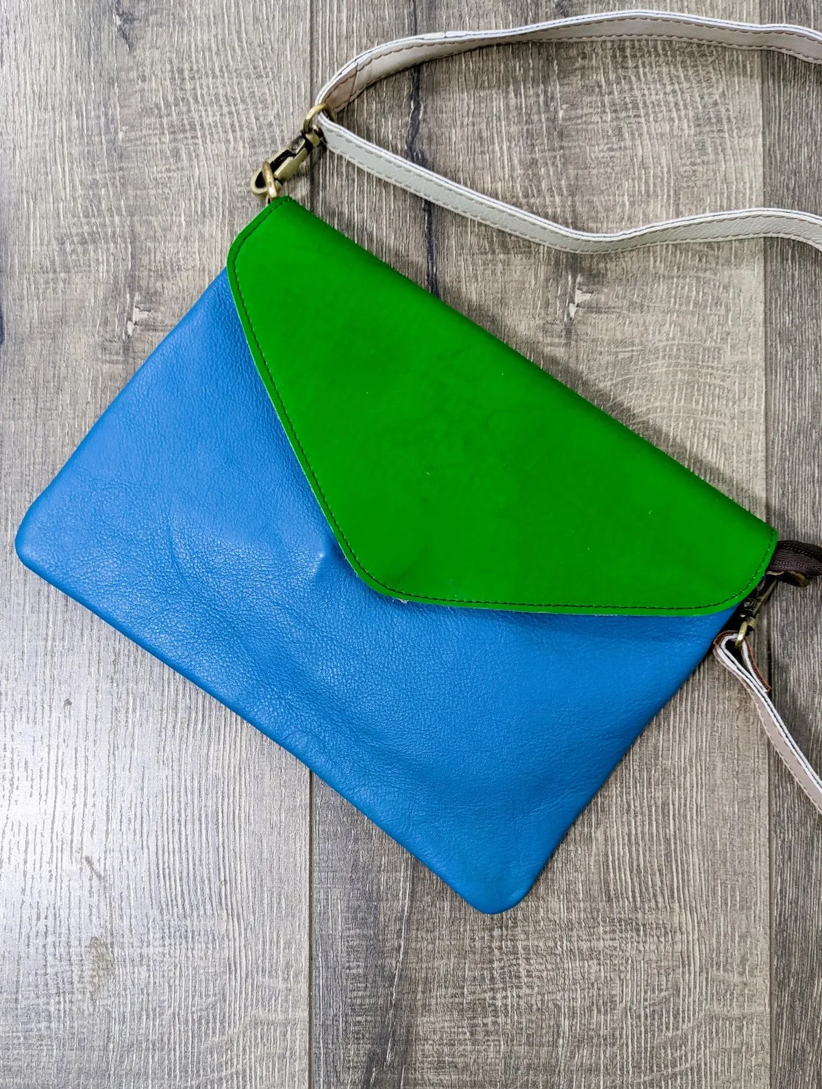 Plain Leather Flap Clutch Bag