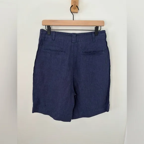 Polo Ralph Lauren 100 % Linen Front Tie Bermuda Navy Blue Shorts NWT Size 2