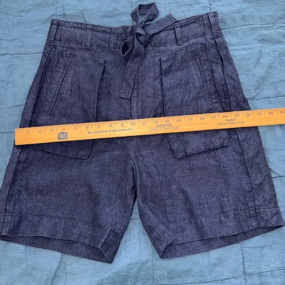 Polo Ralph Lauren 100 % Linen Front Tie Bermuda Navy Blue Shorts NWT Size 2