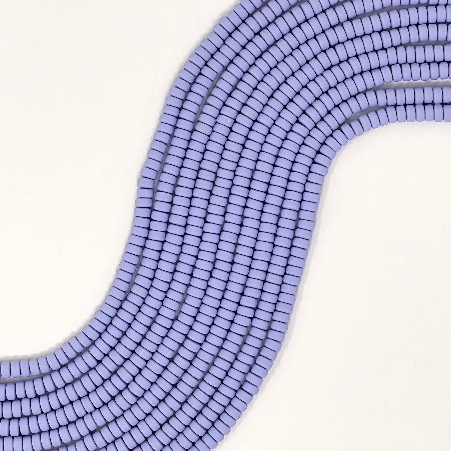 Polymer Clay Rondelle Beads, 6mm - Light Periwinkle
