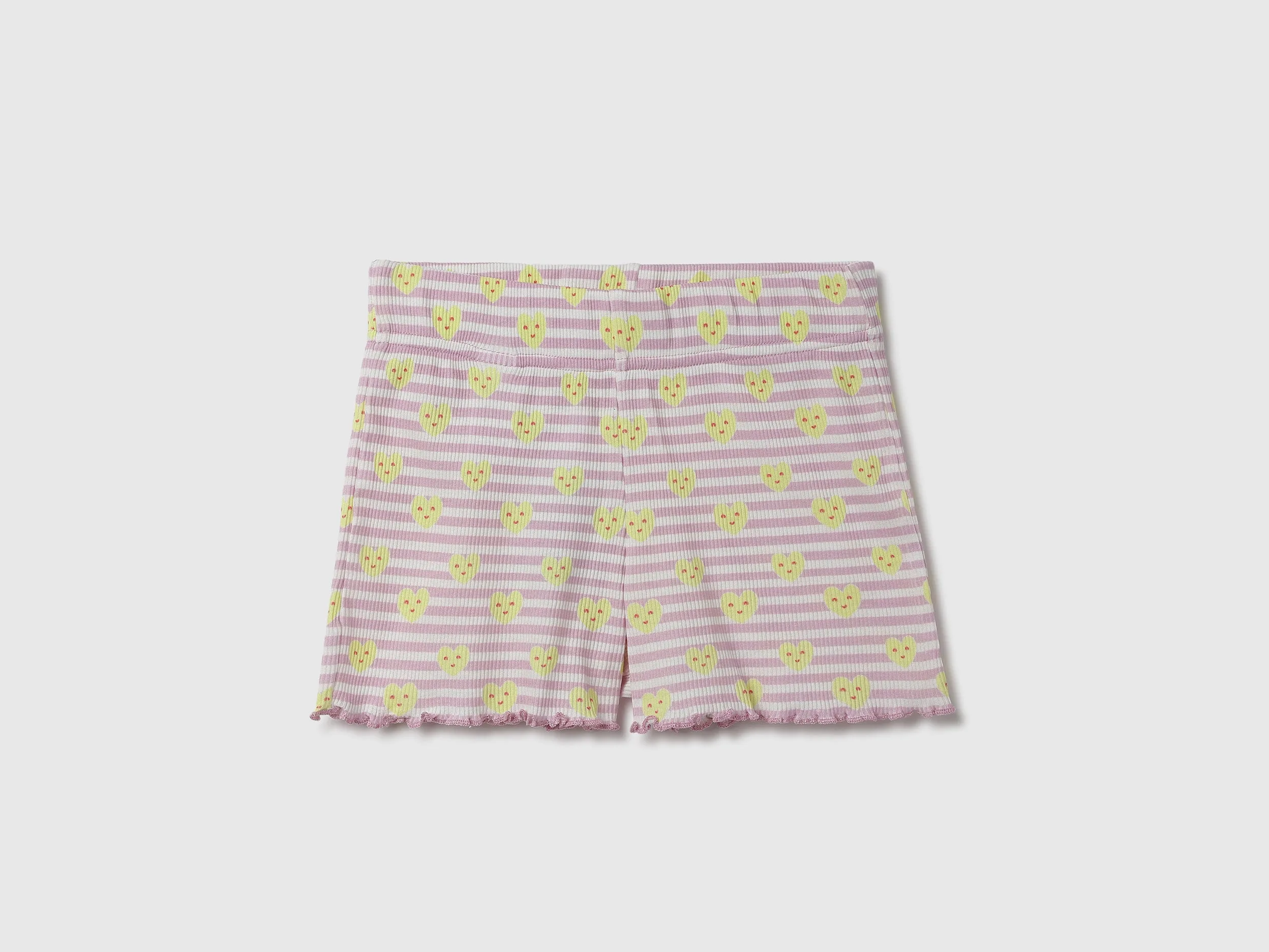 Printed & Striped Ribbed Regular Fit Shorts