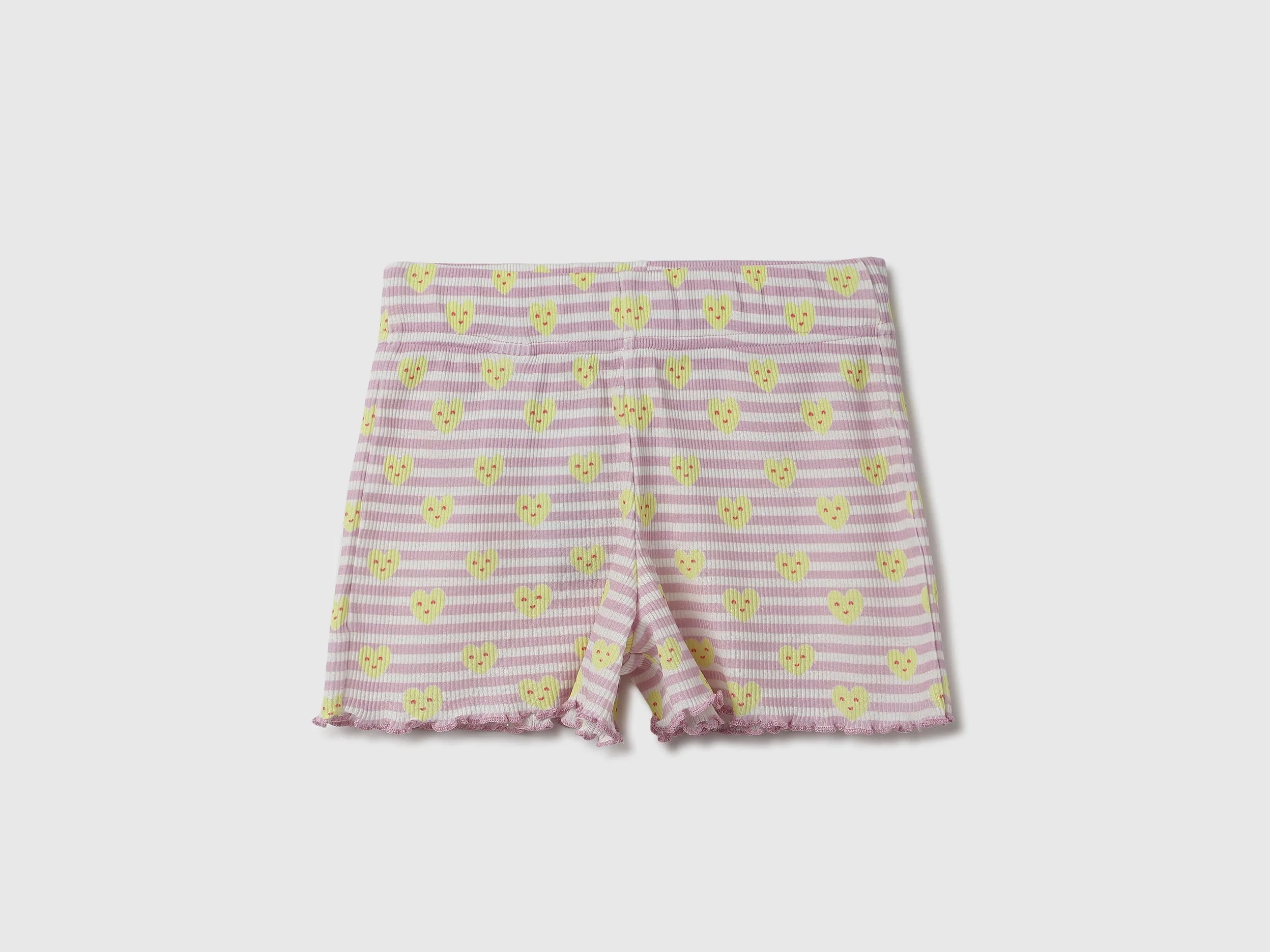 Printed & Striped Ribbed Regular Fit Shorts