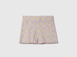 Printed & Striped Ribbed Regular Fit Shorts