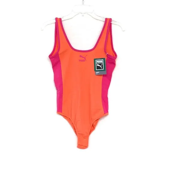 Puma Side-Stripe Bodysuit &amp; Bike Shorts Set