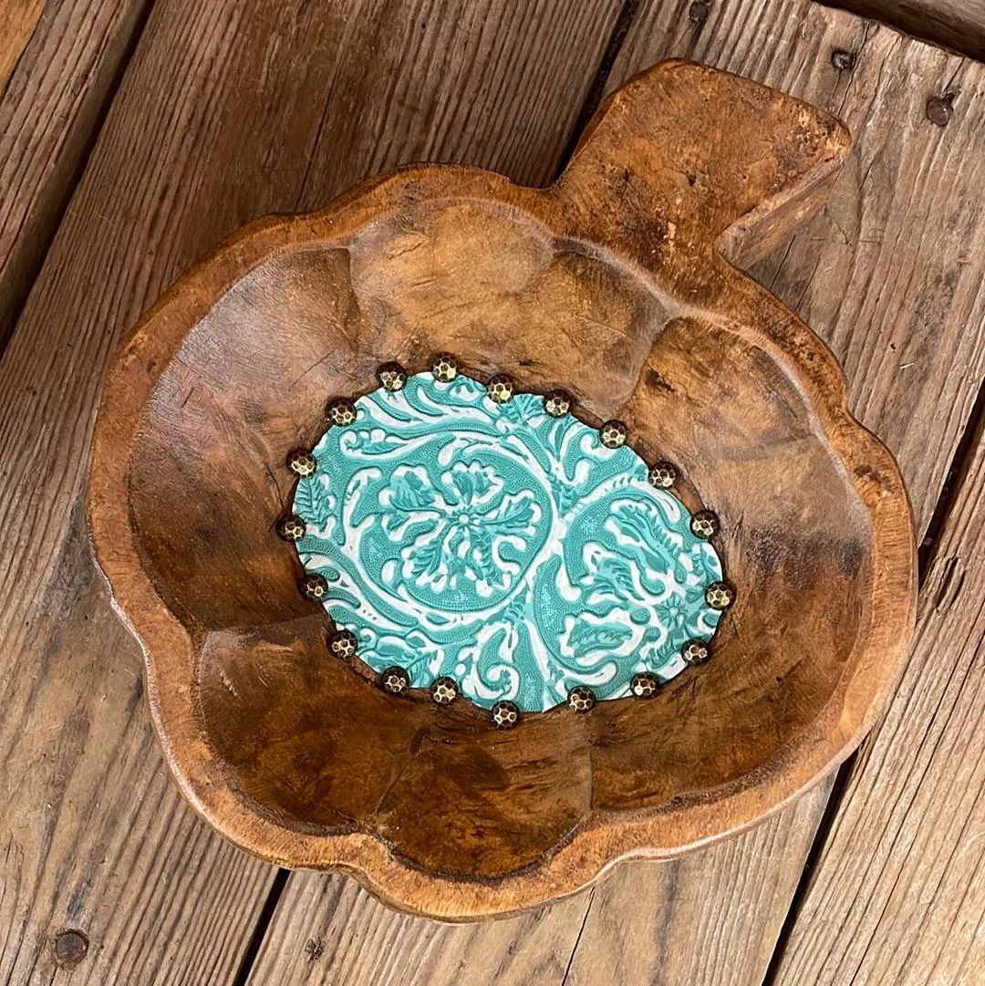 Pumpkin Décor Bowl - w/ Turquoise Sand Tool