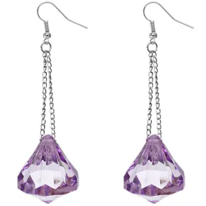 Purple Large Gemstone Chain Earrings