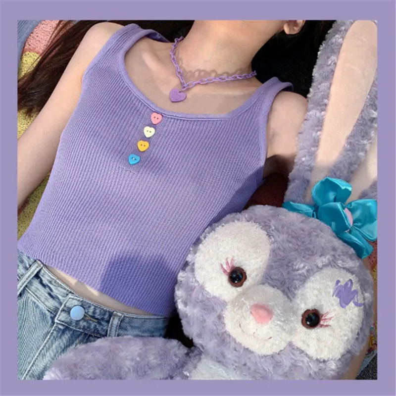 "PURPLE U-NECK LOVE BUTTON" VEST K112204