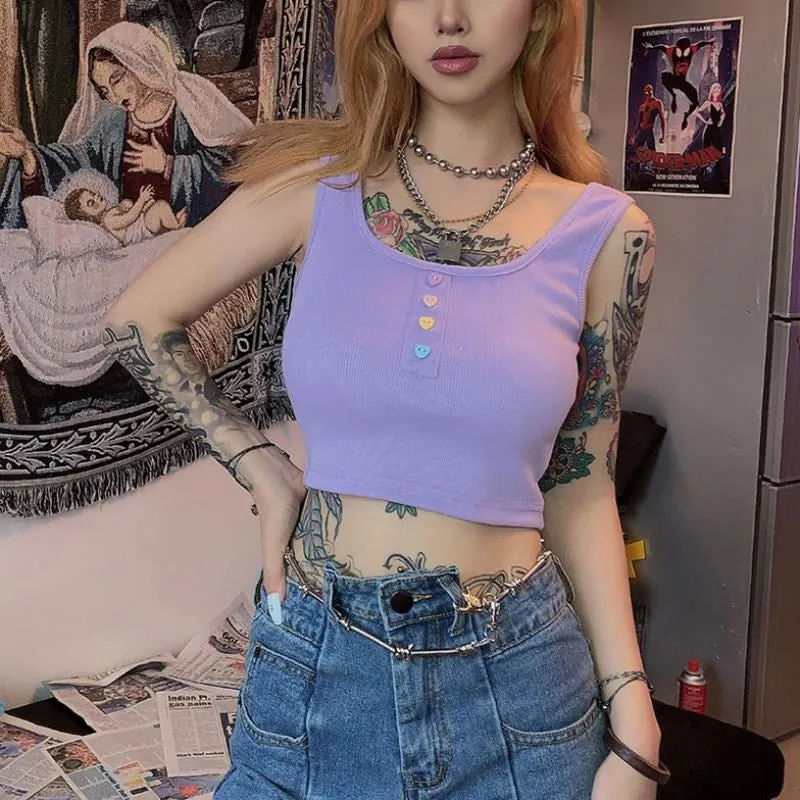 "PURPLE U-NECK LOVE BUTTON" VEST K112204