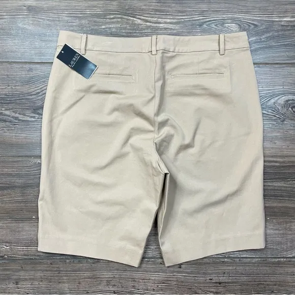 Ralph Lauren Women’s Stretch Cotton Twill Bermuda 11” Shorts Tan Size‎ 14 NWT