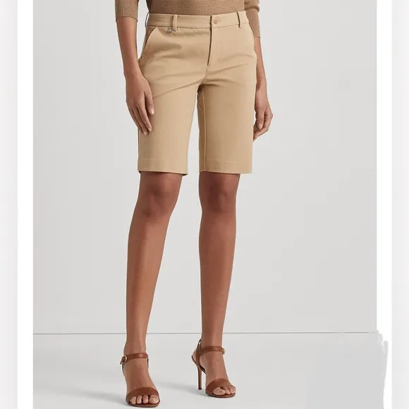 Ralph Lauren Women’s Stretch Cotton Twill Bermuda 11” Shorts Tan Size‎ 14 NWT