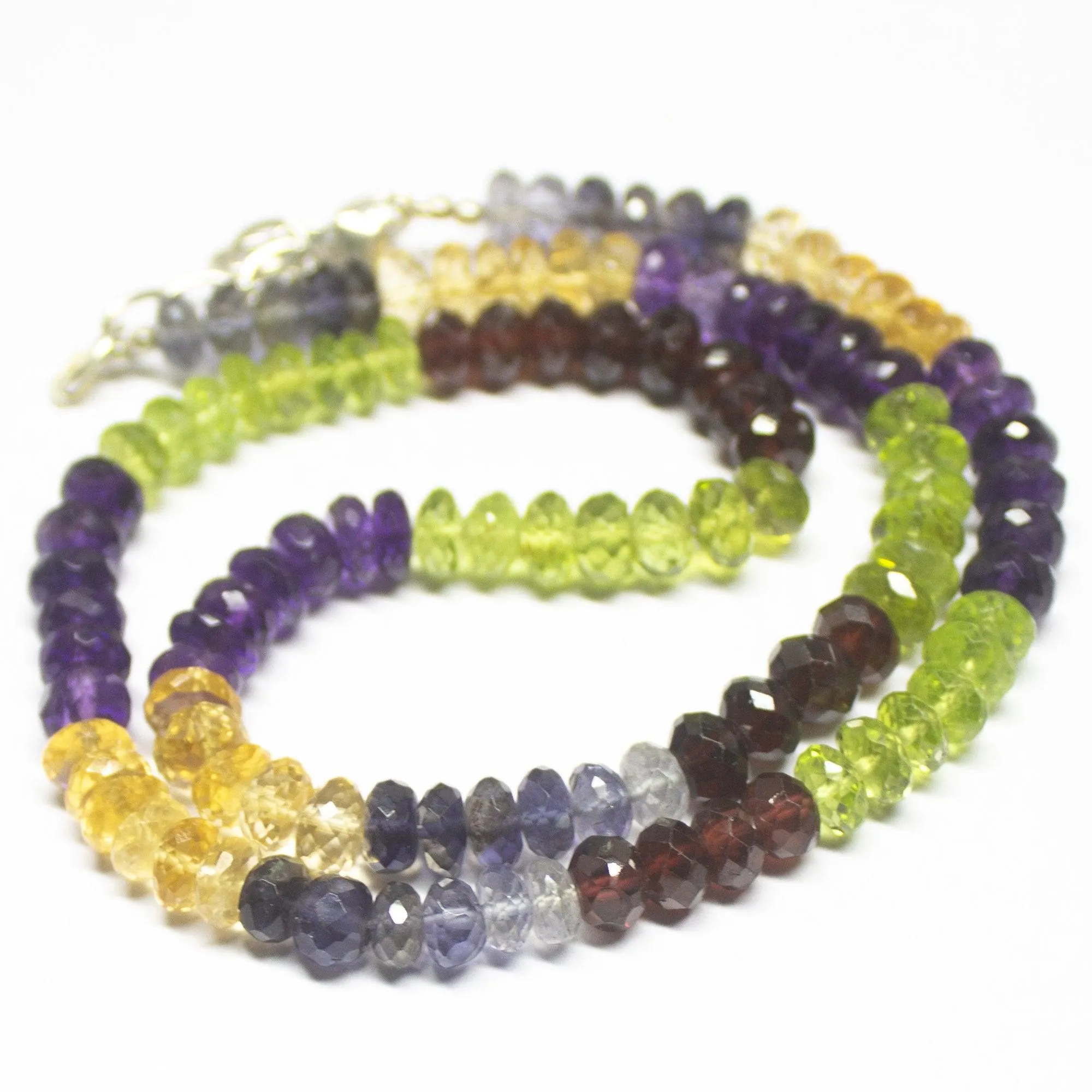 Ready to wear - Natural Multi Color Multi Gemstone Faceted Rondelle Beads Necklace 6-6.5mm 19"