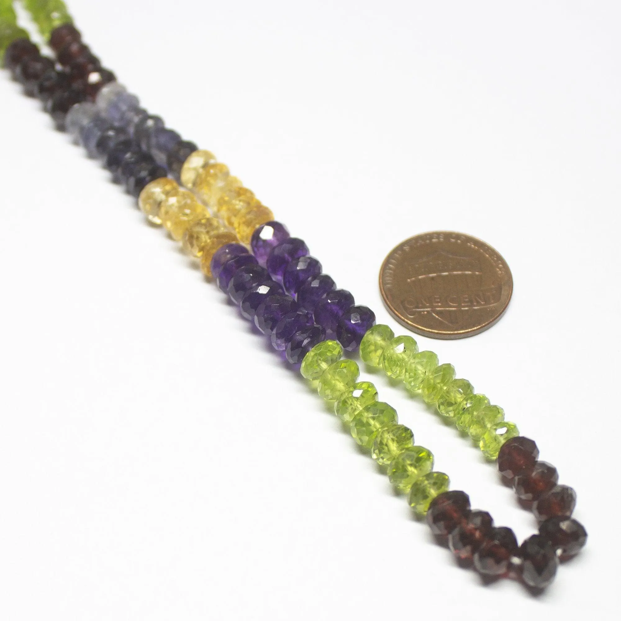 Ready to wear - Natural Multi Color Multi Gemstone Faceted Rondelle Beads Necklace 6-6.5mm 19"