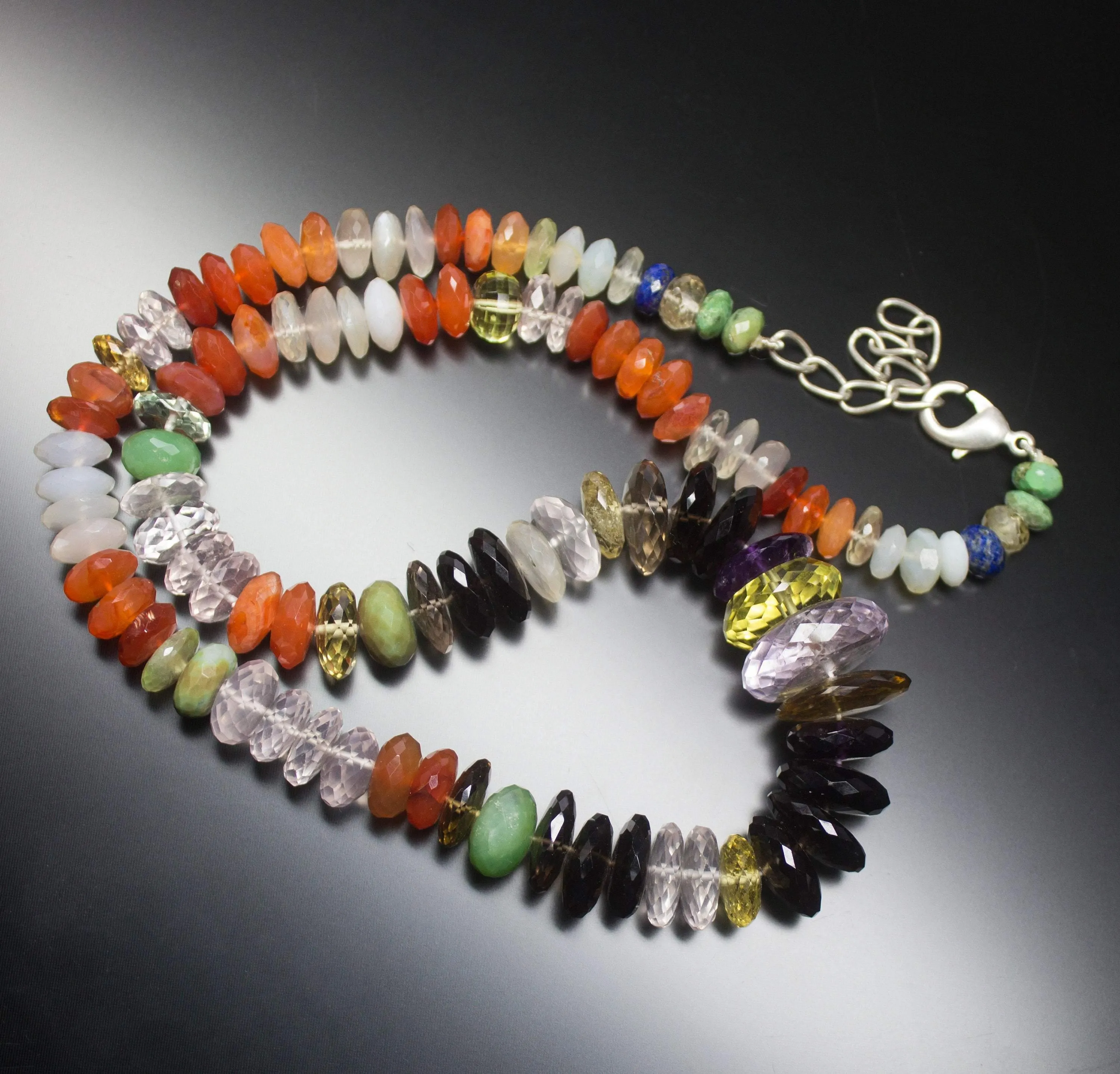 Ready to wear - Natural Multi Gemstone Faceted Rondelle Loose Gemstone Beaded Necklace
