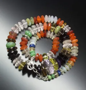 Ready to wear - Natural Multi Gemstone Faceted Rondelle Loose Gemstone Beaded Necklace