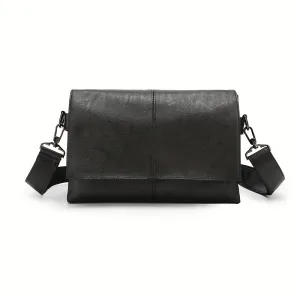 realaiot Men's Waterproof Flap Messenger Bag, PU Leather Shoulder Bag Business Bag