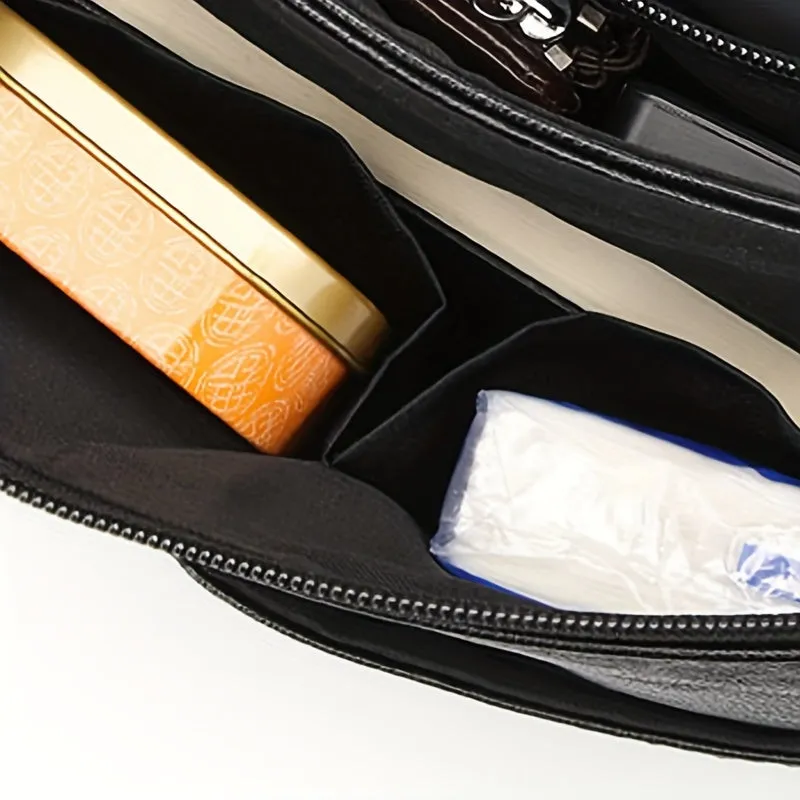 realaiot Men's Waterproof Flap Messenger Bag, PU Leather Shoulder Bag Business Bag