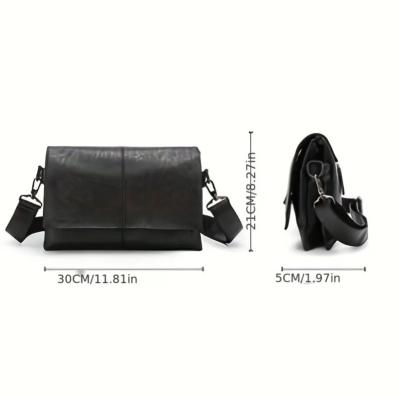 realaiot Men's Waterproof Flap Messenger Bag, PU Leather Shoulder Bag Business Bag