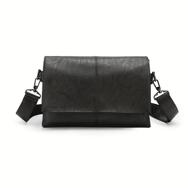 realaiot Men's Waterproof Flap Messenger Bag, PU Leather Shoulder Bag Business Bag