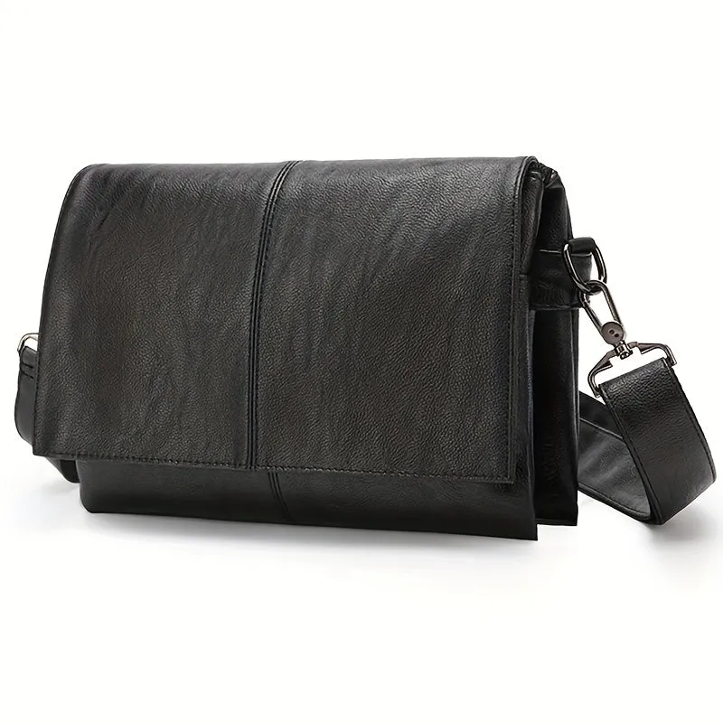 realaiot Men's Waterproof Flap Messenger Bag, PU Leather Shoulder Bag Business Bag