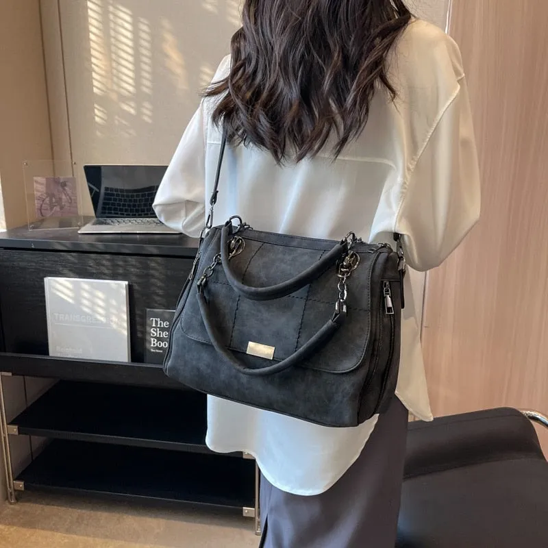 Realaiot Women Leather Bags Women's Vintage Handbag Casual Crossbody Bags Female Bag High Quality Ladies Shoulder Bag Large Messenger bag