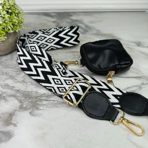 Replacement Strap   Pouch - Black & White Woven Chevron