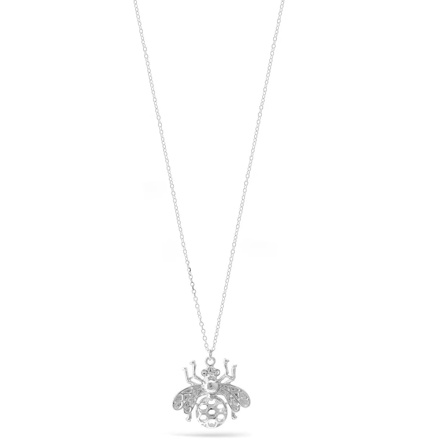 RHODIUM HONEY BEE PENDANT NECKLACE #SWKK-11882RH (DG7)