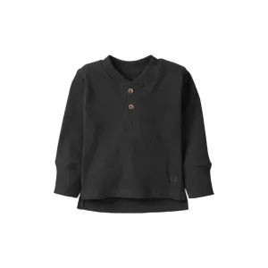 Ribbed Henley - Black