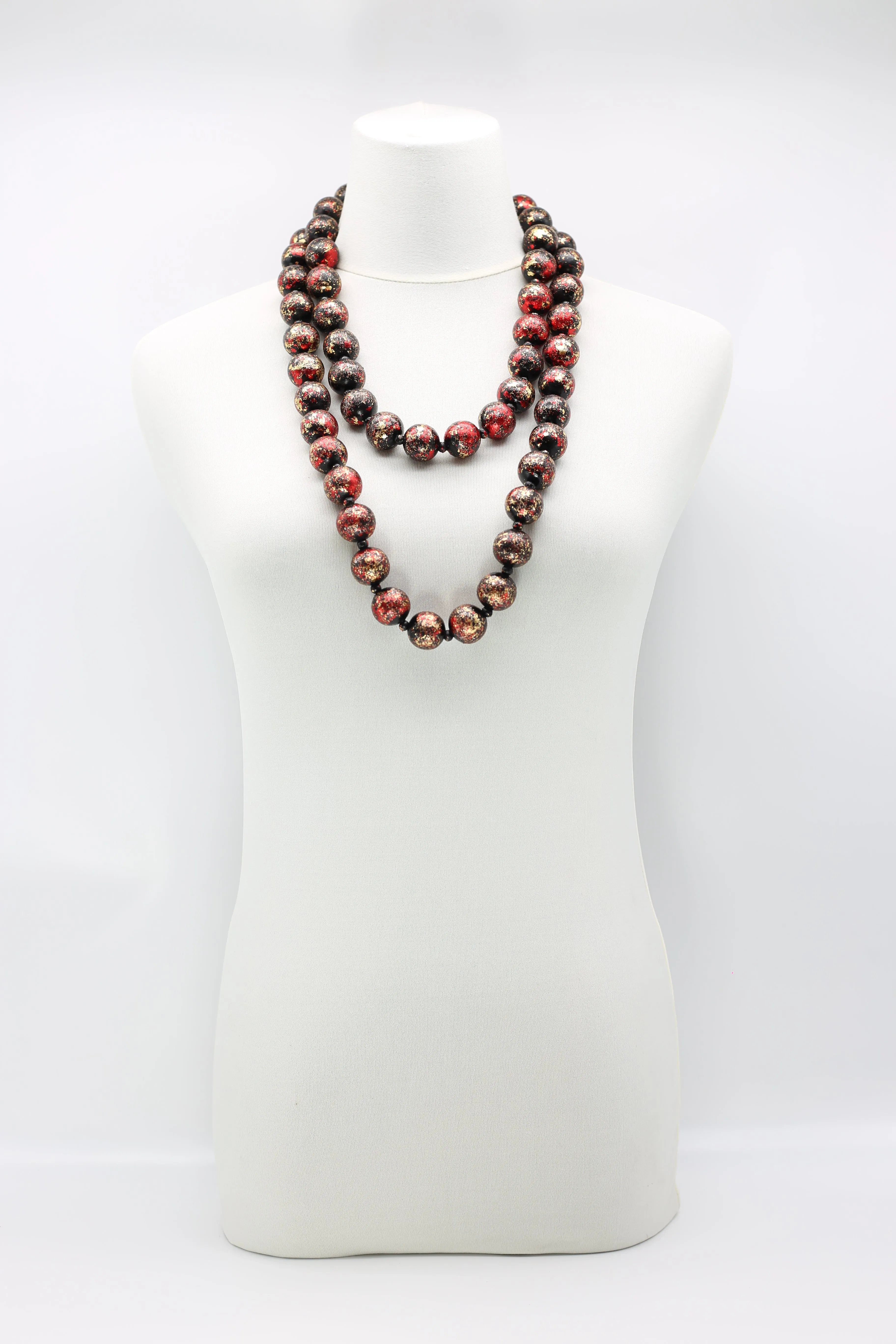 Round Wooden Beads Necklaces - Hand gilded - Medium
