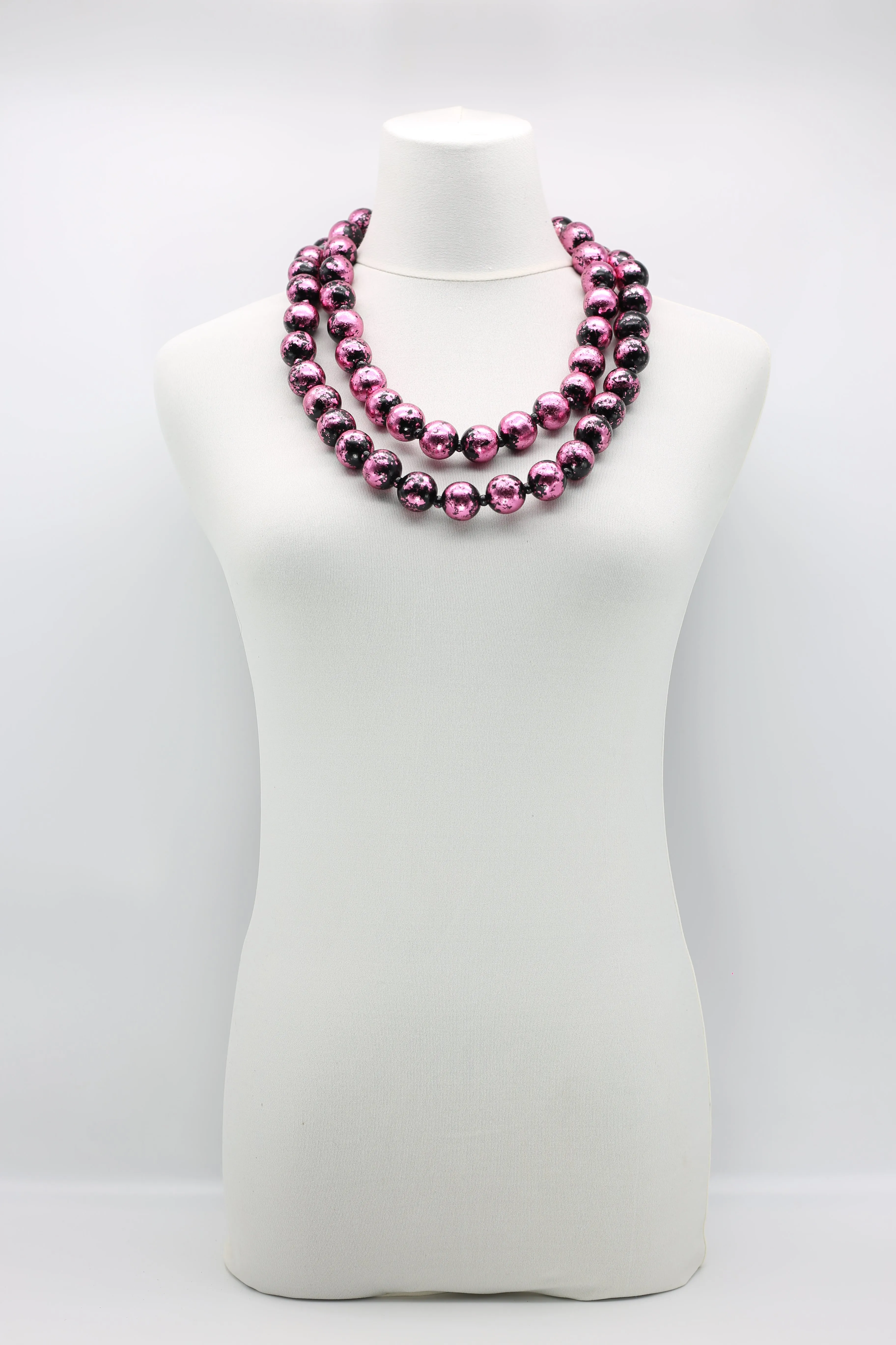 Round Wooden Beads Necklaces - Hand gilded - Medium