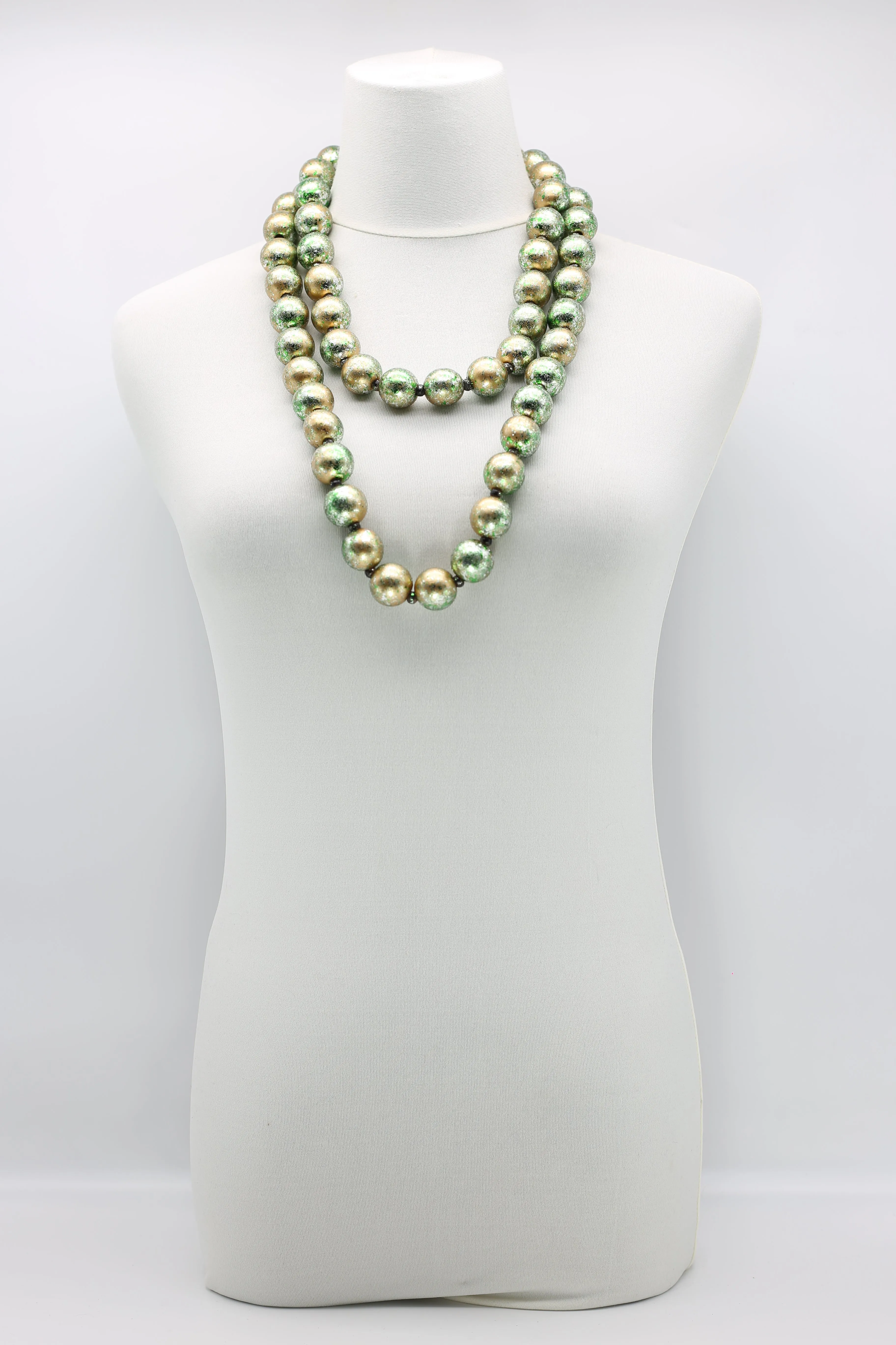 Round Wooden Beads Necklaces - Hand gilded - Medium