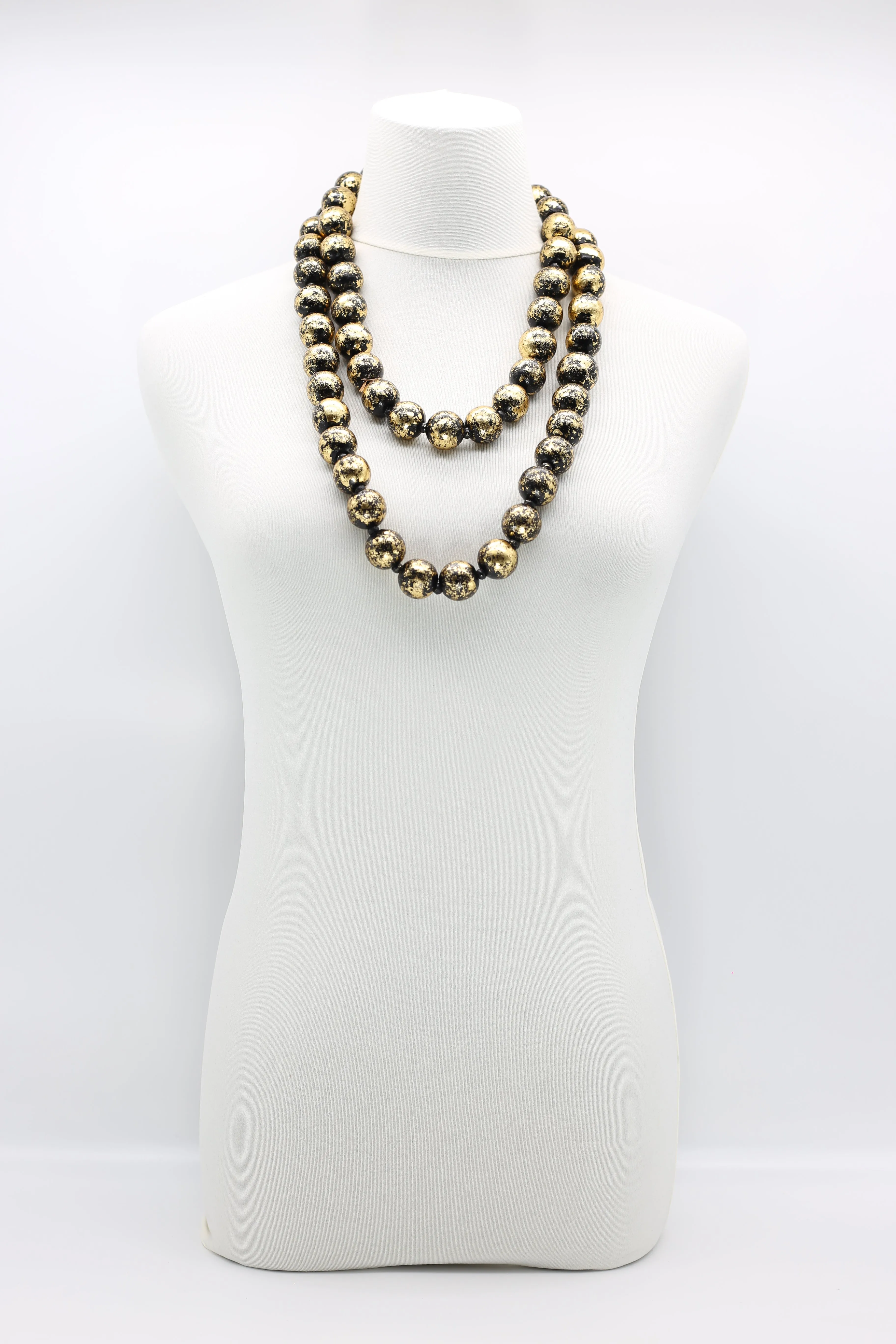 Round Wooden Beads Necklaces - Hand gilded - Medium