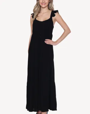 Ruffle Button Front Midi Dress