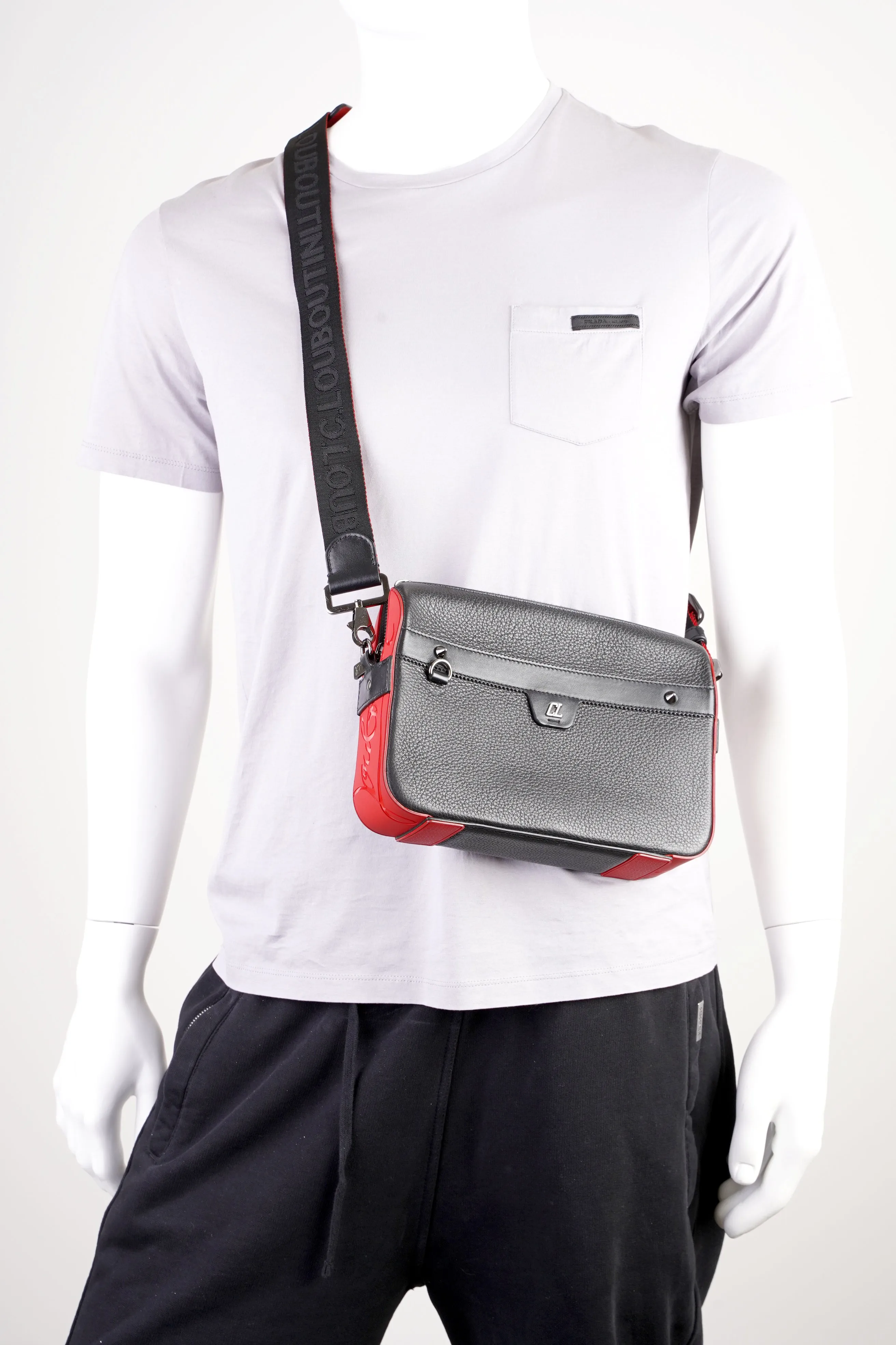 Ruisbuddy Messenger Bag  Black / Red Calfskin Leather