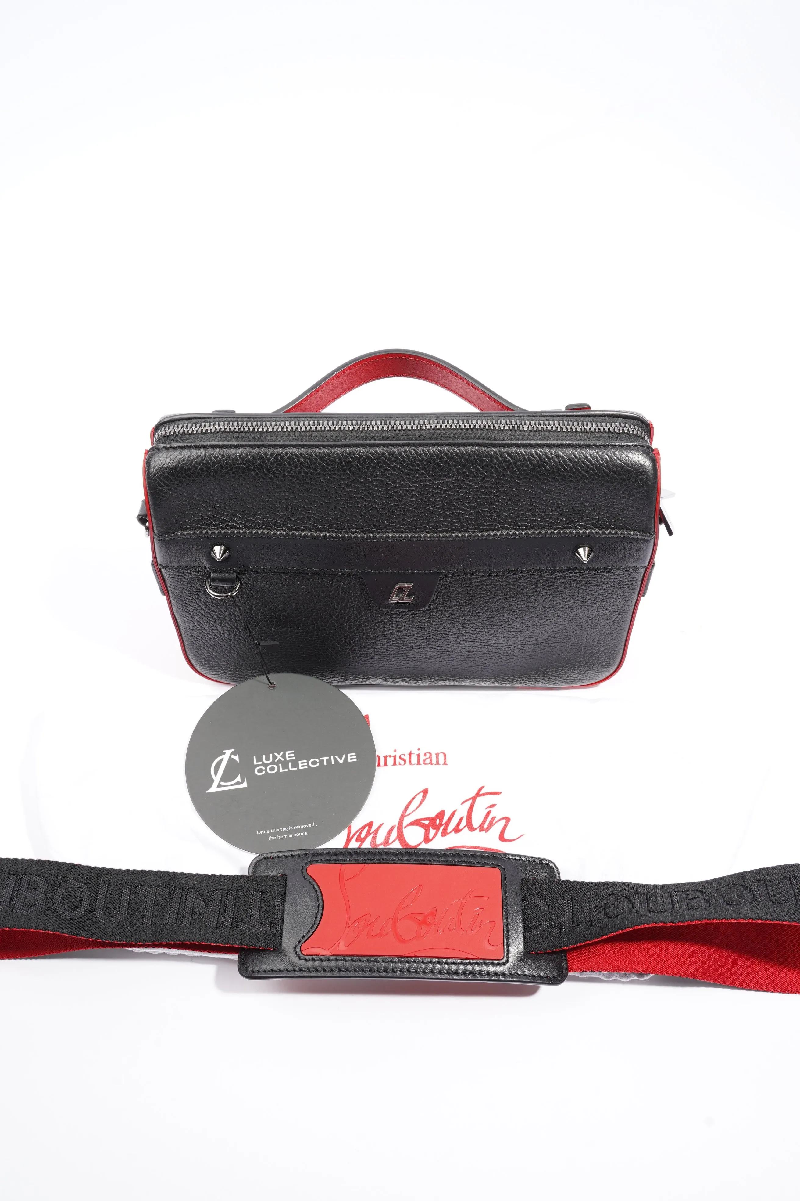Ruisbuddy Messenger Bag  Black / Red Calfskin Leather