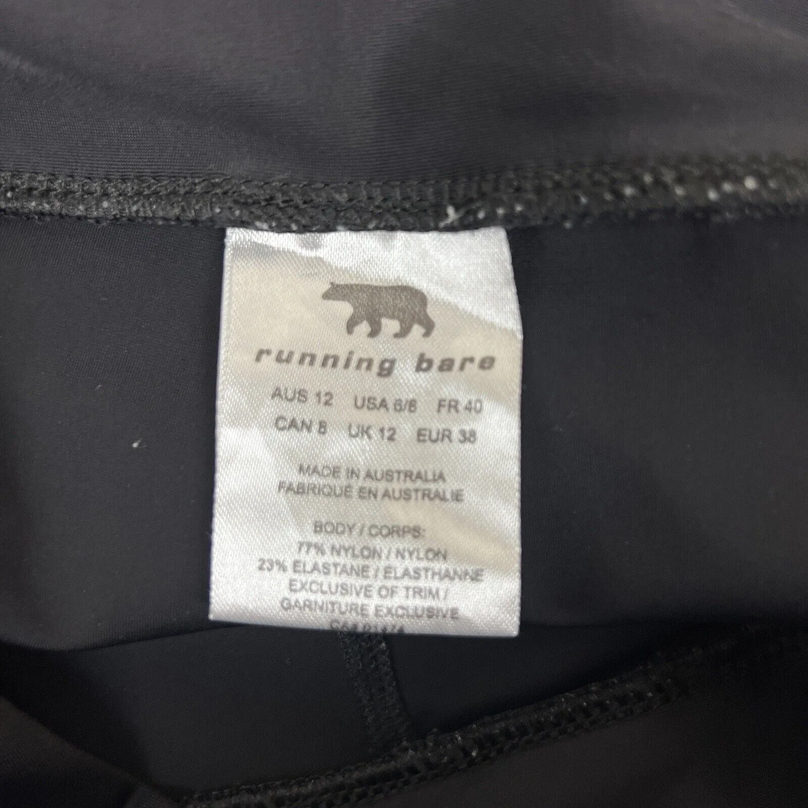 Running Bare Womens Black Bike Shorts Size 12