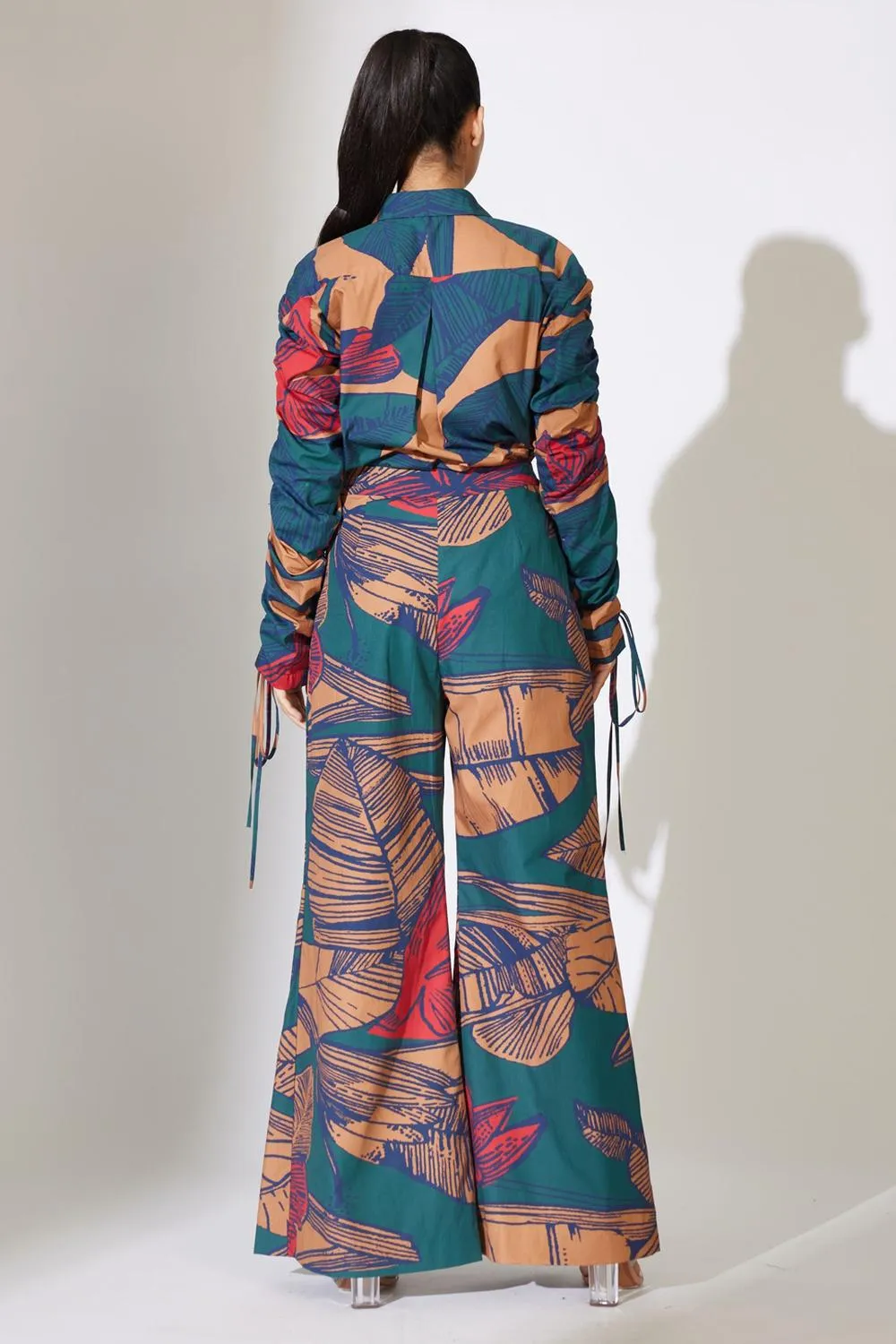 Rust, Blue And Red Floral Pleated Pants