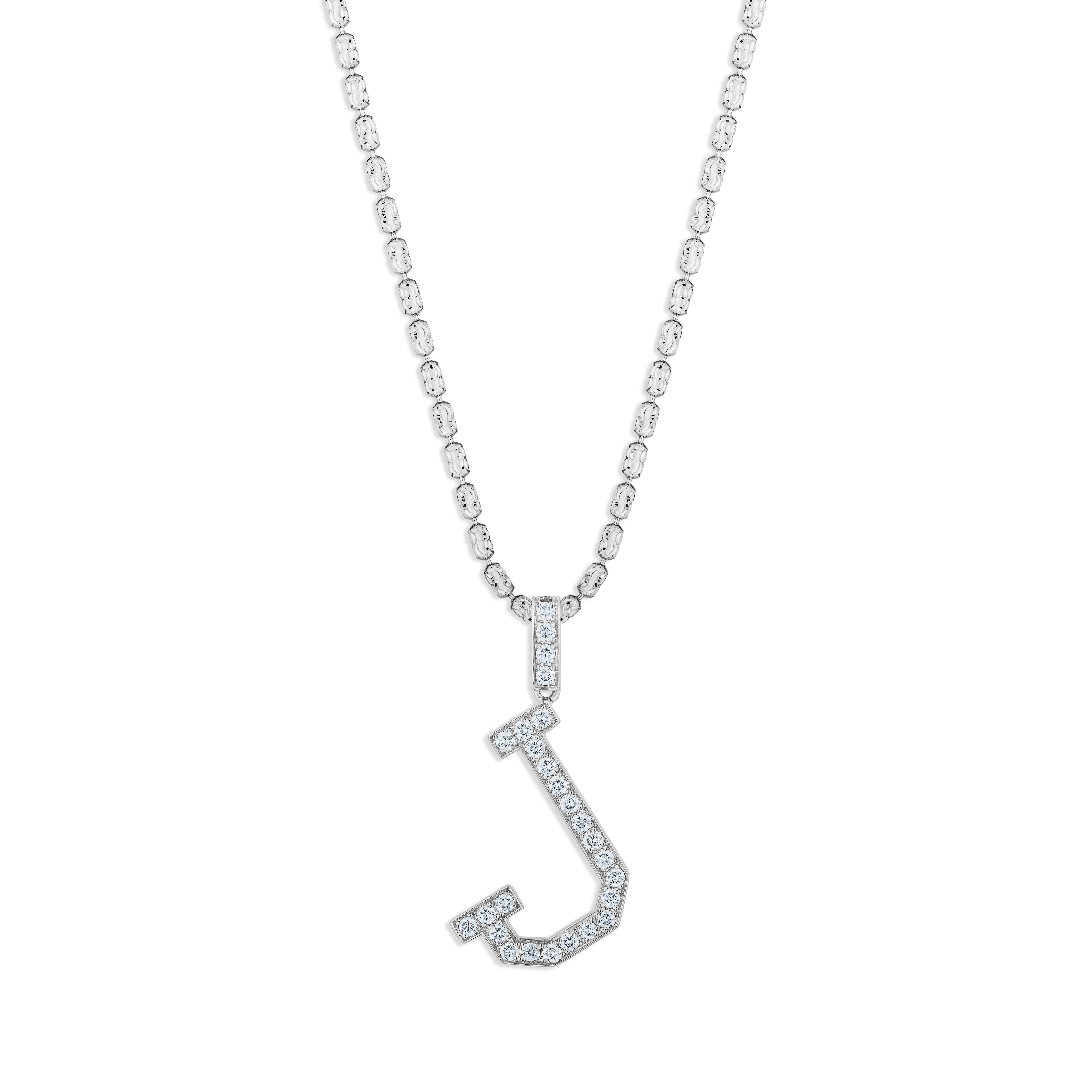 Sabel Collection White Gold Diamond J Initial Pendant