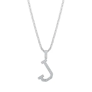 Sabel Collection White Gold Diamond J Initial Pendant