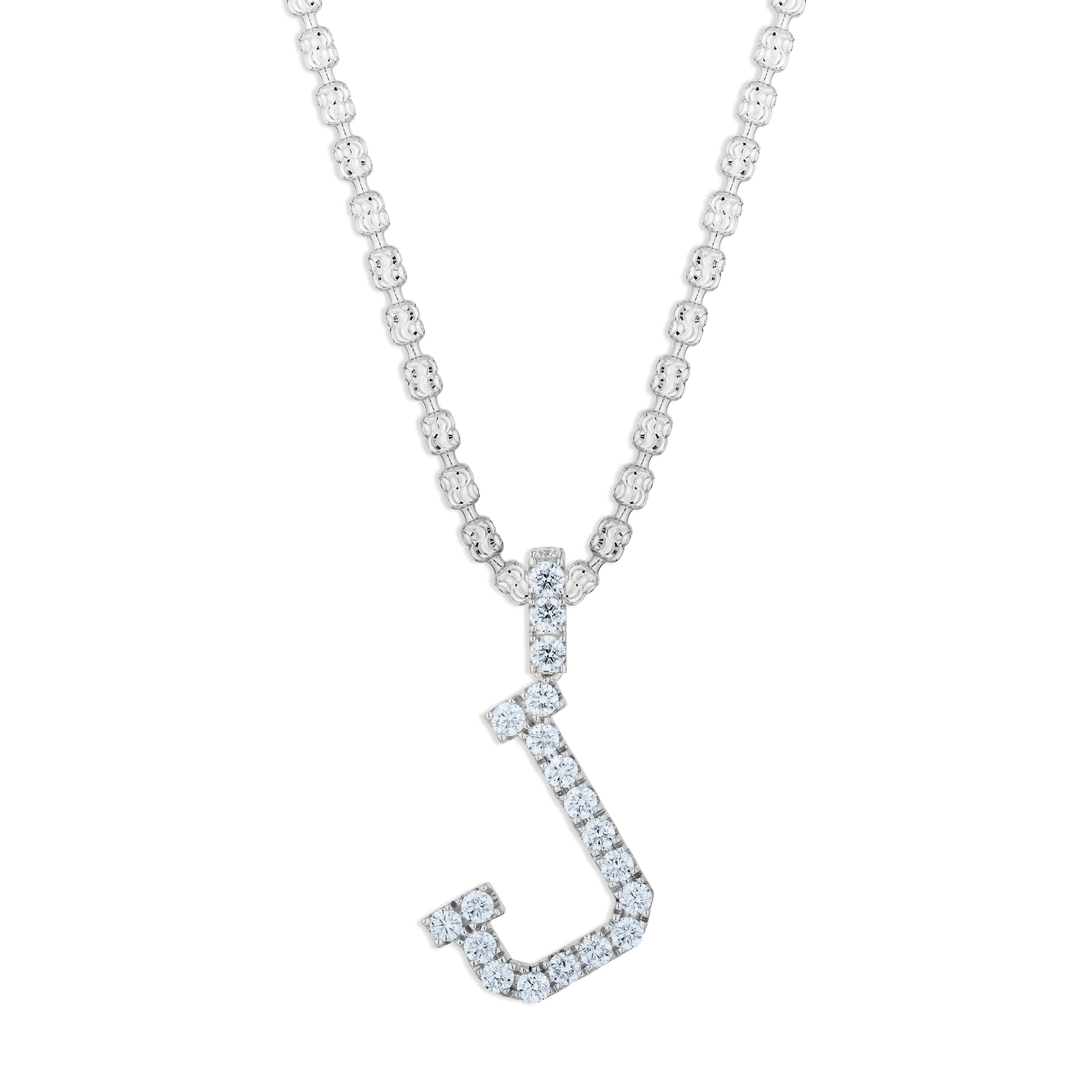 Sabel Collection White Gold Diamond J Initial Pendant
