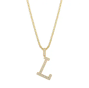 Sabel Collection Yellow Gold Diamond L Initial Pendant
