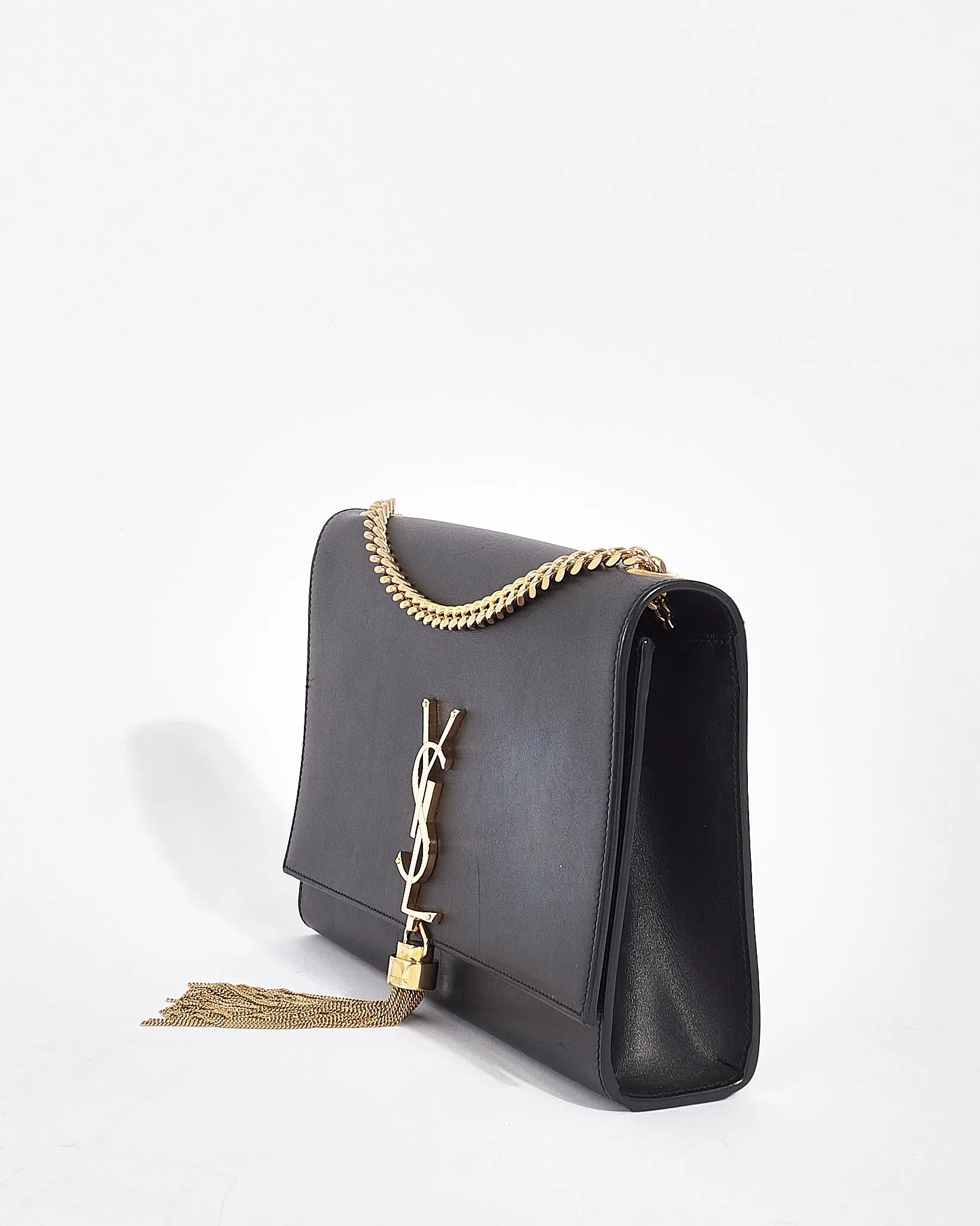 Saint Laurent Black Leather Medium Tassel Kate Chain Crossbody Bag