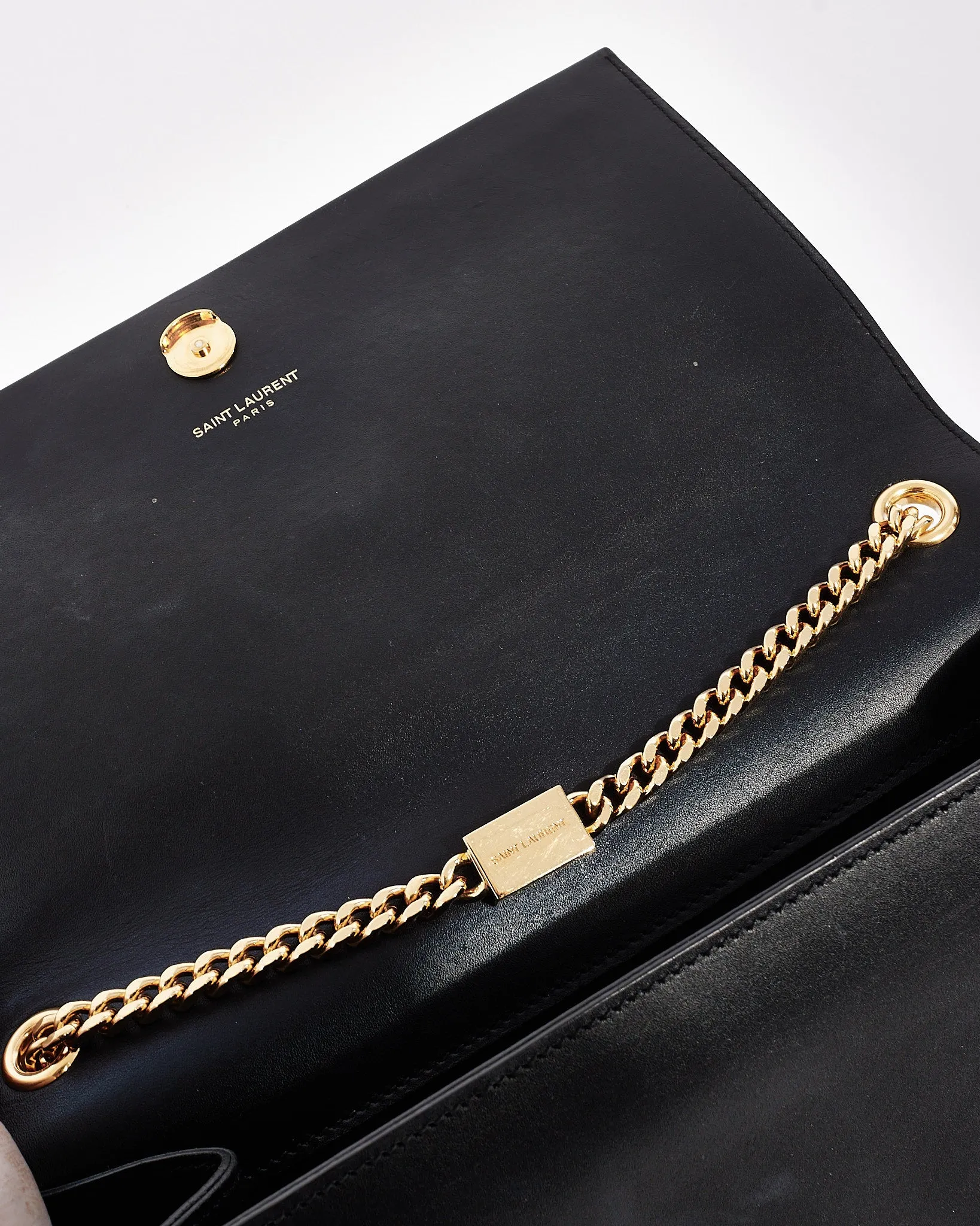Saint Laurent Black Leather Medium Tassel Kate Chain Crossbody Bag