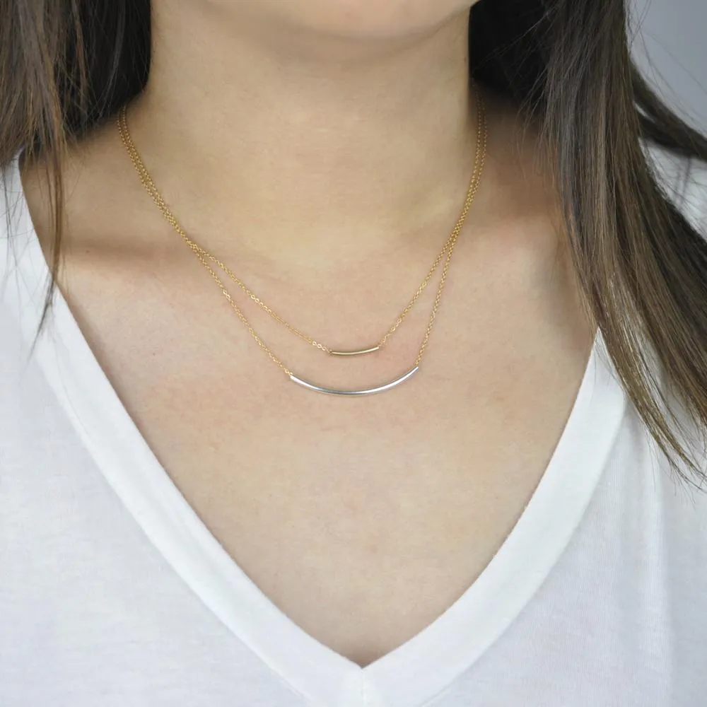SALE - 2-Tone Curved Tube Necklaces
