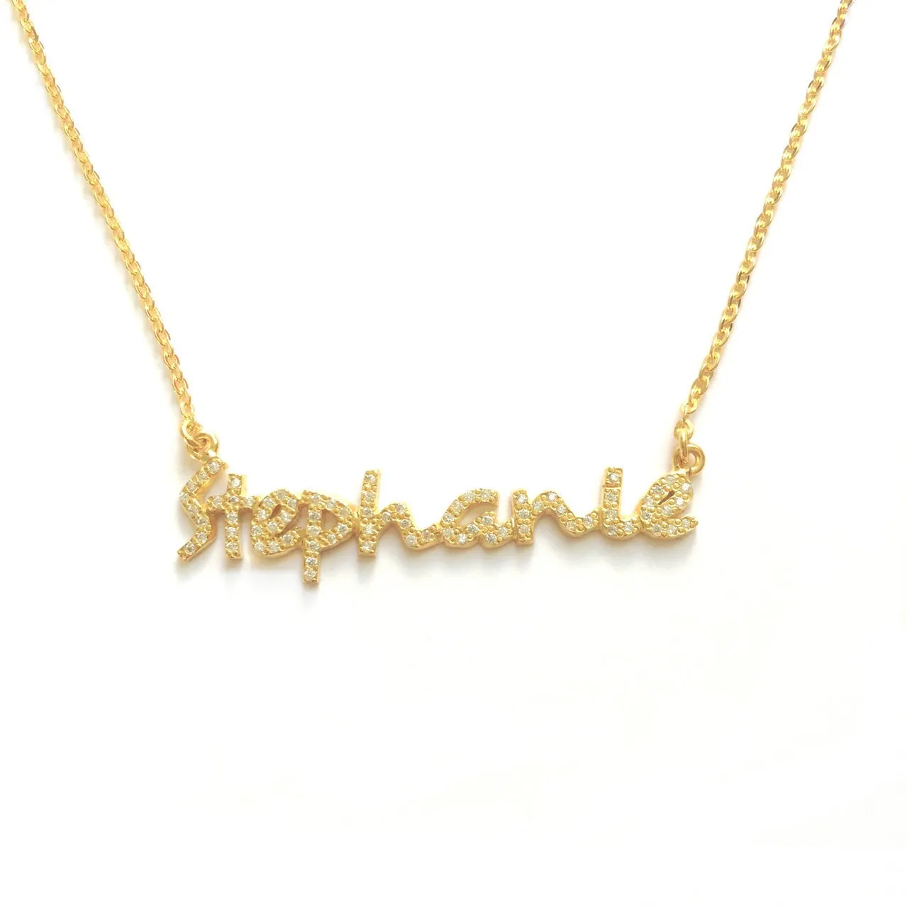 Script Crystal Name Necklace