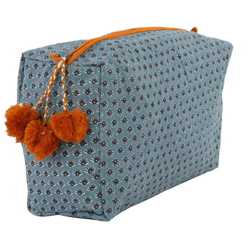 Sea Foam Block Printed Toiletry Bag