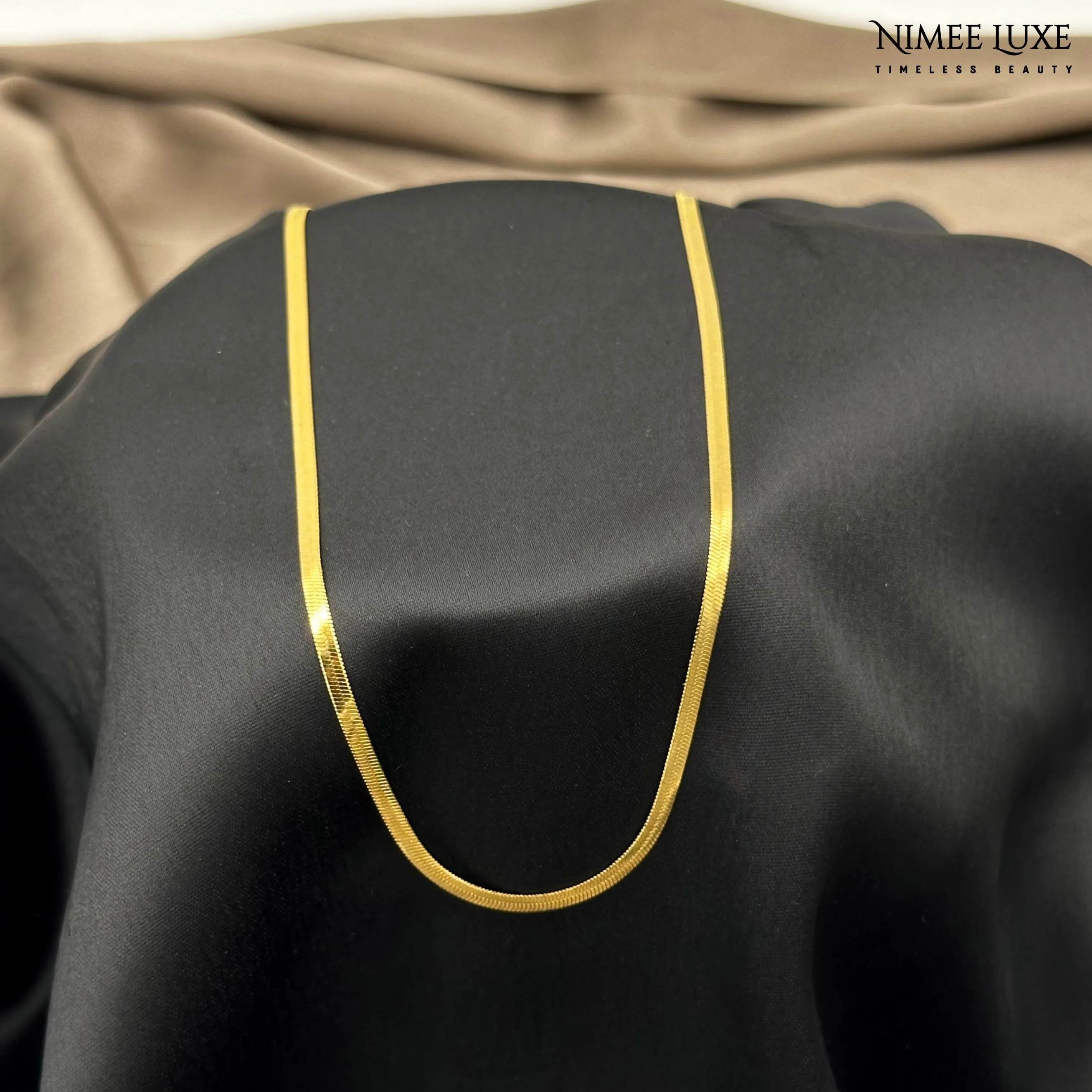 Set of 2 Snake Chain Gold Plated, Waterproof and Anti-Tarnish 18 inches Extension
