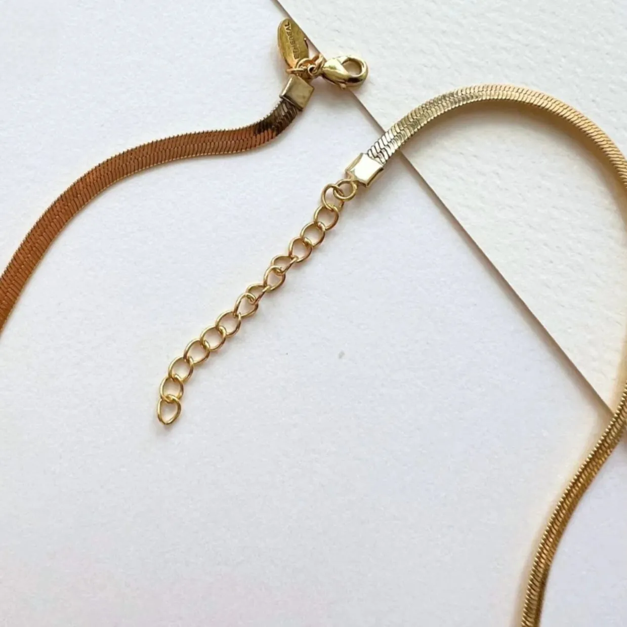 Set of 2 Snake Chain Gold Plated, Waterproof and Anti-Tarnish 18 inches Extension