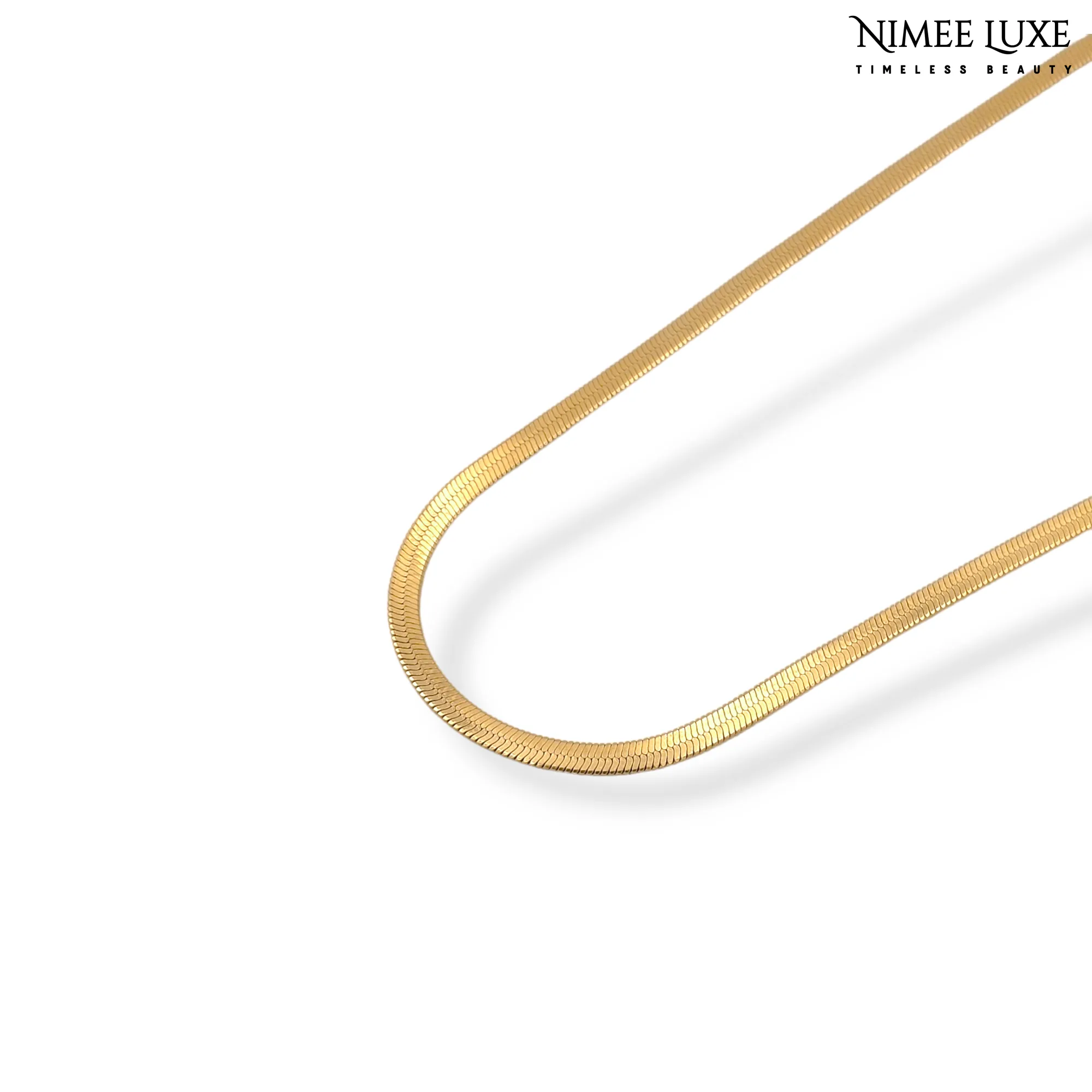 Set of 2 Snake Chain Gold Plated, Waterproof and Anti-Tarnish 18 inches Extension