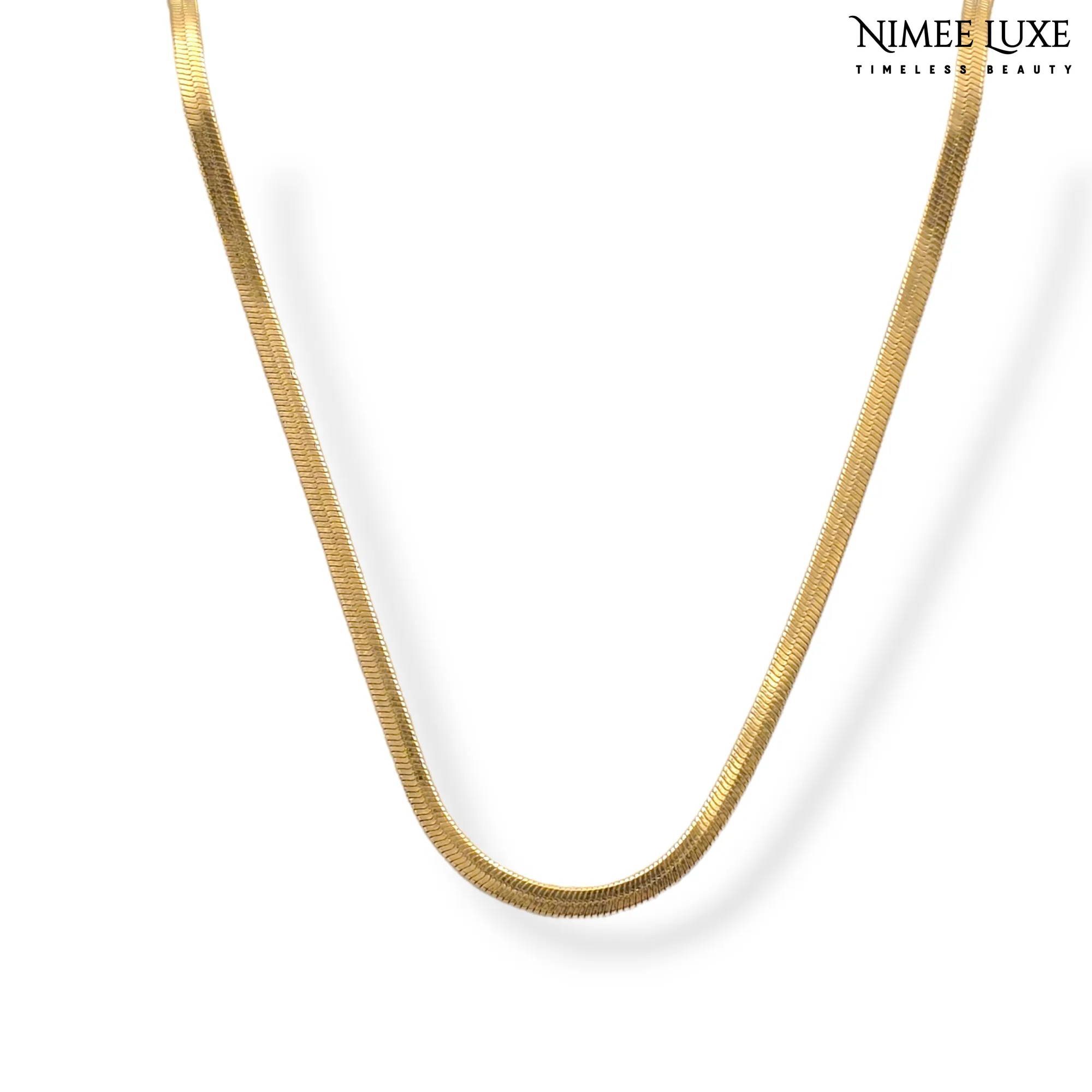 Set of 2 Snake Chain Gold Plated, Waterproof and Anti-Tarnish 18 inches Extension